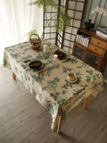 Französische Landhaus-Tischdecke aus Leinen mit Blumenmuster, Vintage-Stil, Esszimmer-Dekoration wourant