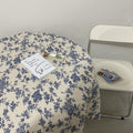 Tischdecke mit blauem Rosen-Blumenmuster, Vintage-Baumwoll-Leinen-Stil, perfekt zum Essen oder Picknicken wourant