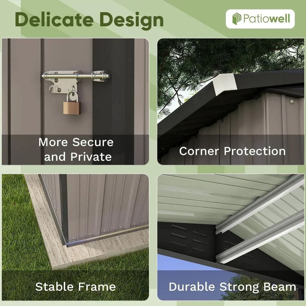 Patiowell 5x3 FT Outdoor Storage Shed Tool Shed with Sloping Roof and Lockable Door Metal Shed wourant