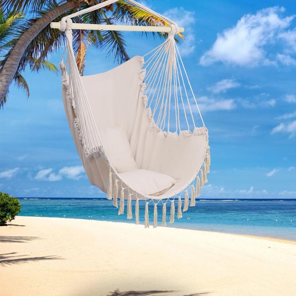ONCLOUD Hammock Chair Hanging Rope Swing Load Capacity Macrame Hammock Swing Seat wourant