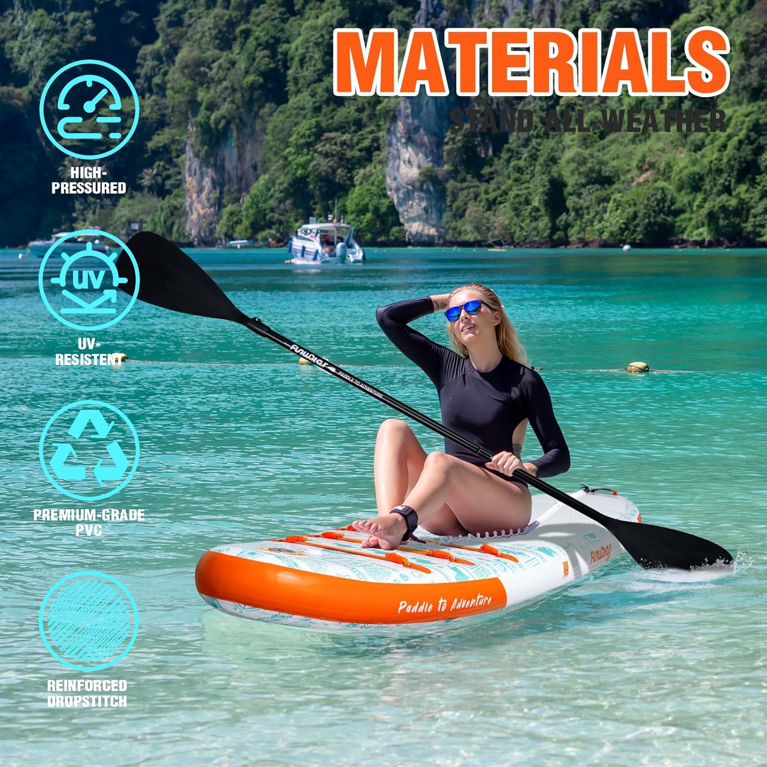 FunWater Inflatable Stand Up Paddle Board Premium SUP Paddle Accessories EVA Deck wourant