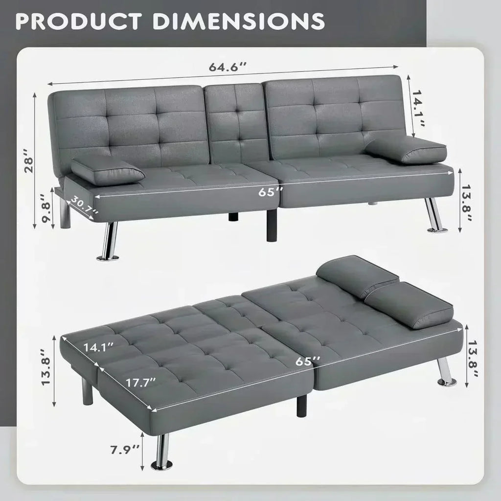 Homall Futon Sofa Bed Leather Futon Couch with Armrests Adjustable Recliner Sleeper Sofa Bed wourant
