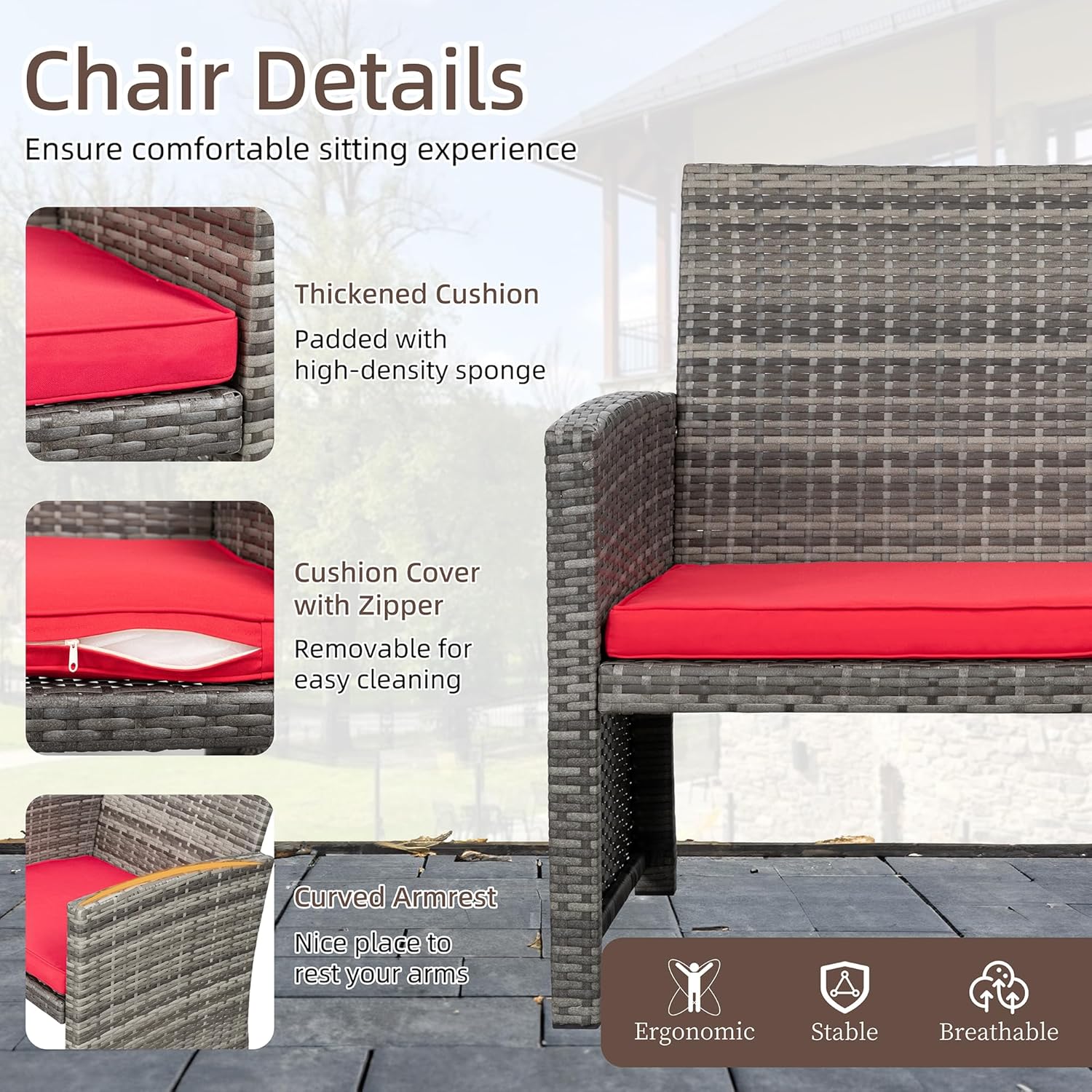 Shintenchi 4 Piece Patio Ratten Set Outdoor Furniture Set Wicker Conversation Set wourant