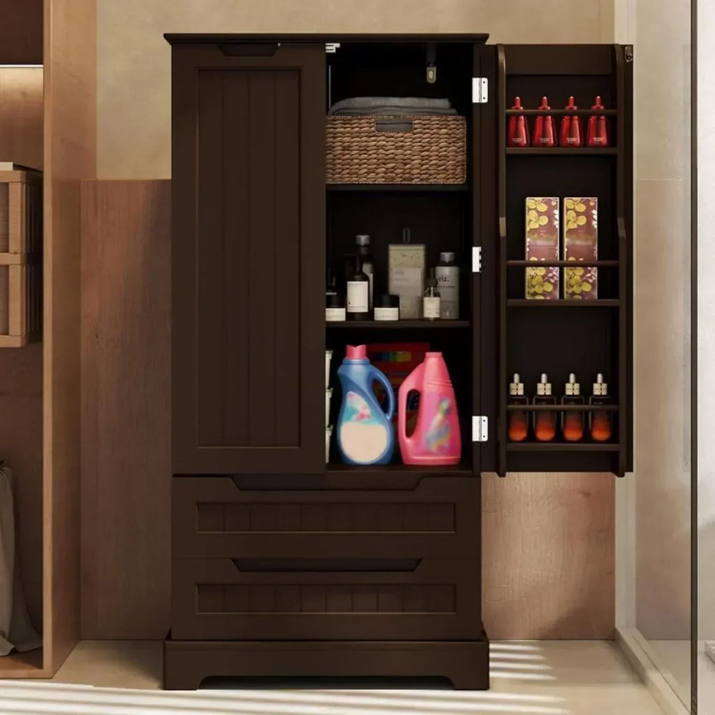 Gizoon Kitchen Pantry Cabinet with Drawers Freestanding Bathroom Storage Cabinet with Doors wourant