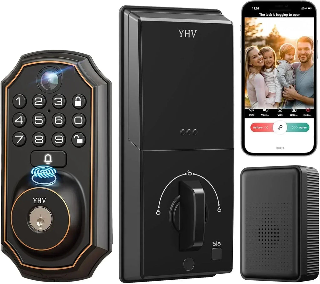 Keyless Entry Door Lock with Camera Fingerprint Smart Door Lock with App Remote Control wourant
