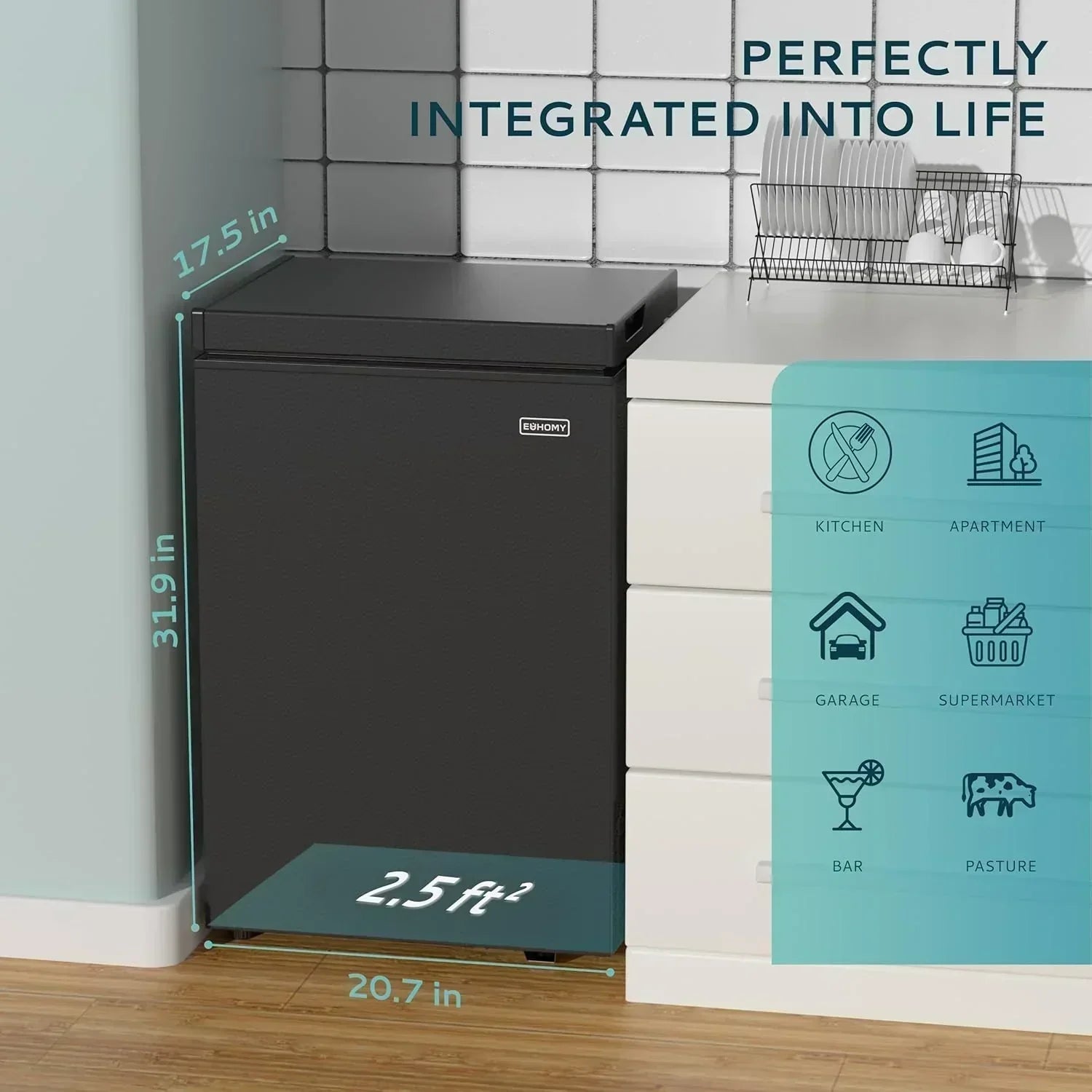 EUHOMY 3.5 Cu.Ft Chest Freezer with Removable Basket Small Deep Freezer Adjustable 7 Thermostat wourant