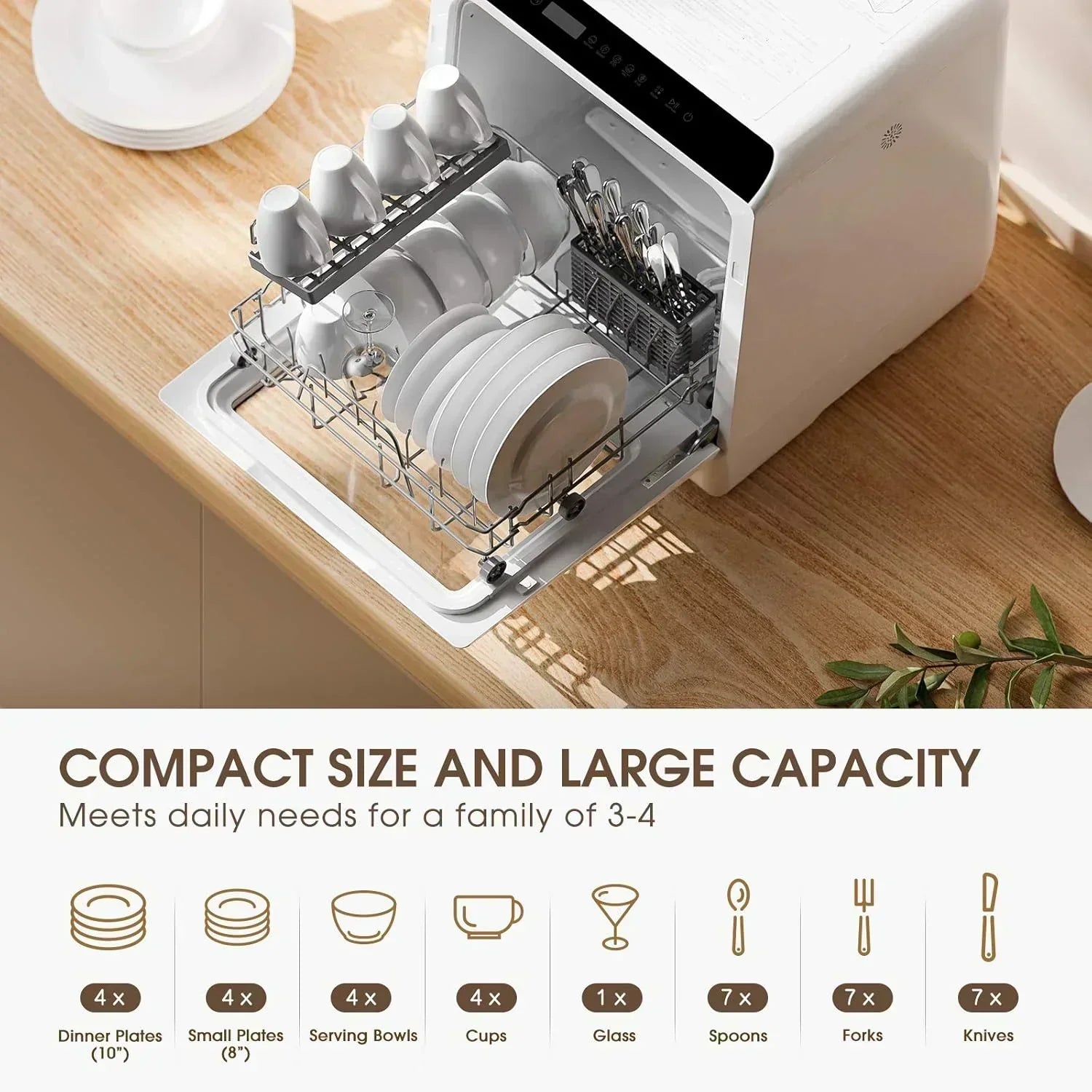 NOVETE portable tabletop dishwasher compact dishwasher with 5-liter built-in water tank wourant