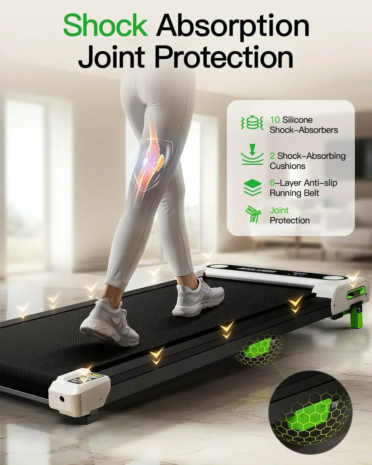 Akluer Inclined Home Treadmill 2.5 HP Small Under-Desk Treadmill Remote Control LED Display wourant