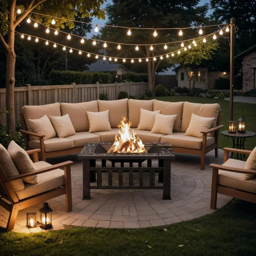 Devoko Outdoor Fire Pit 32 Inch Firepit Table Metal Outdoor Fireplaces with Waterproof Cover wourant