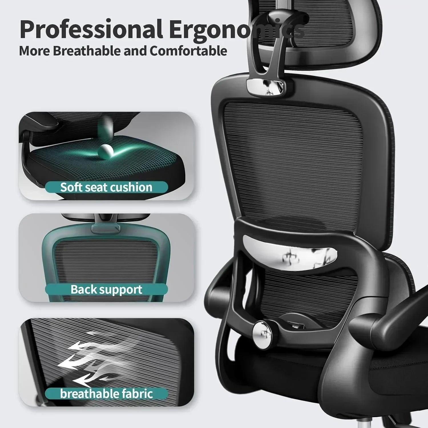 TRALT Office Chair Ergonomic Desk Chair 330 lbs Home Gaming Chair with Wheels wourant