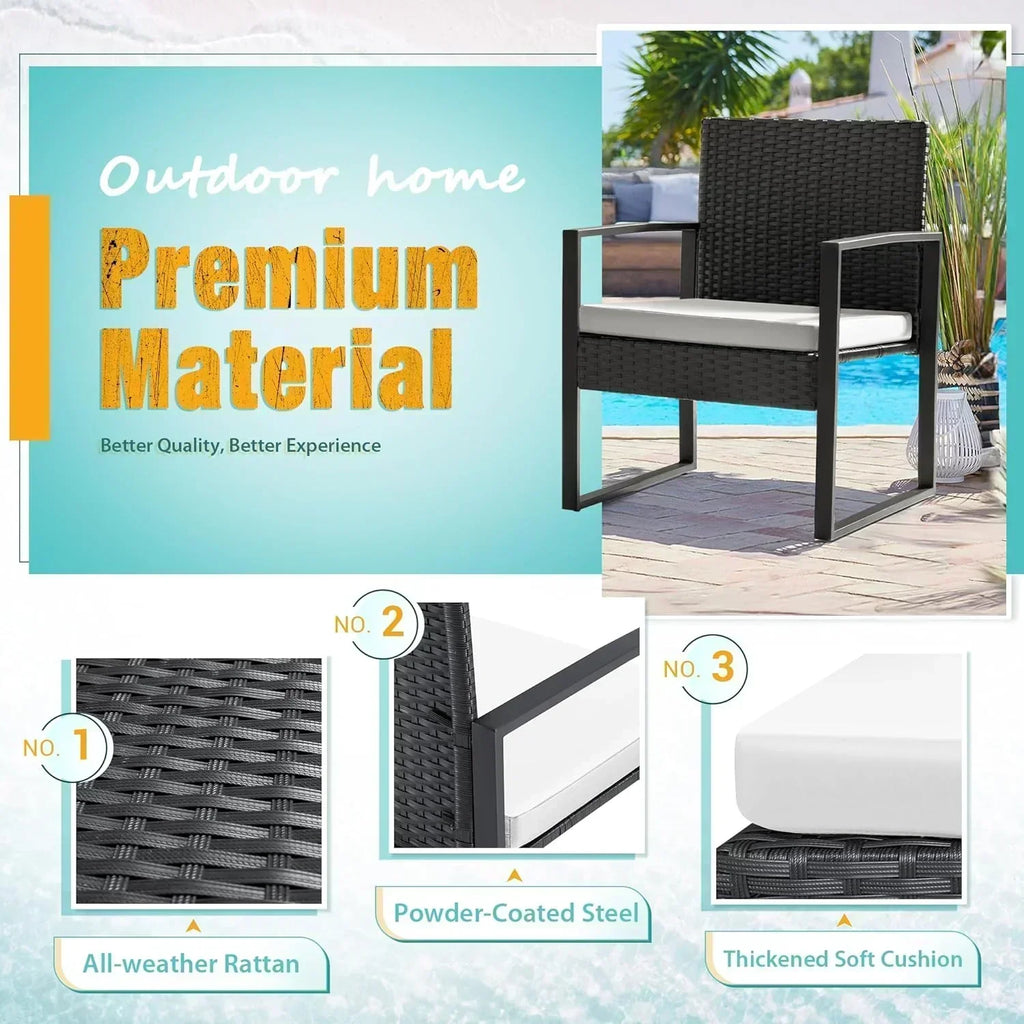 Flamaker 3 Pieces Patio Set Outdoor Wicker Furniture Sets Modern Rattan Chair Conversation Sets wourant