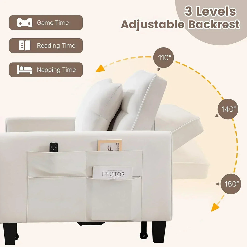 Convertible Sleeper Chair 3 in 1 Sleeper Chair Bed Pull Out Sofa Bed Chairs Velvet Single Sofa wourant