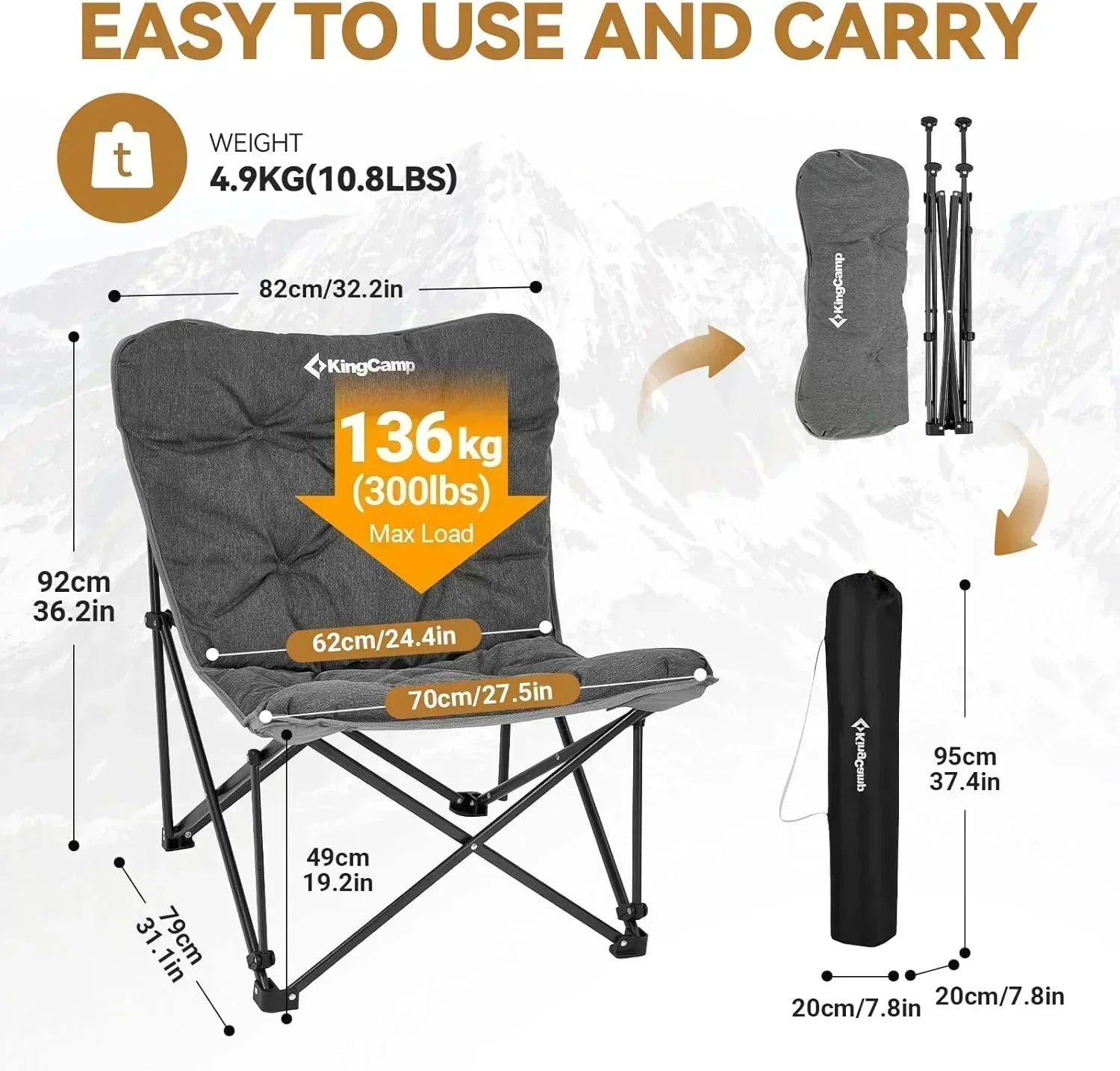 Butterfly chair extra large thick comfortable camping chair portable folding chair heavy duty seat wourant
