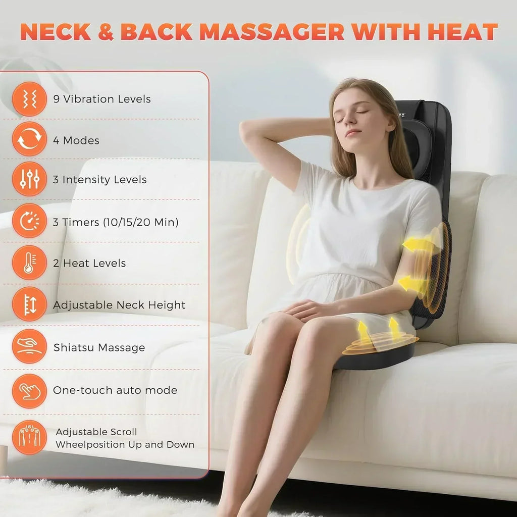 4D Kneading Back Massager Comfortable Chair Back Massager Home Office Shiatsu Neck Massager wourant
