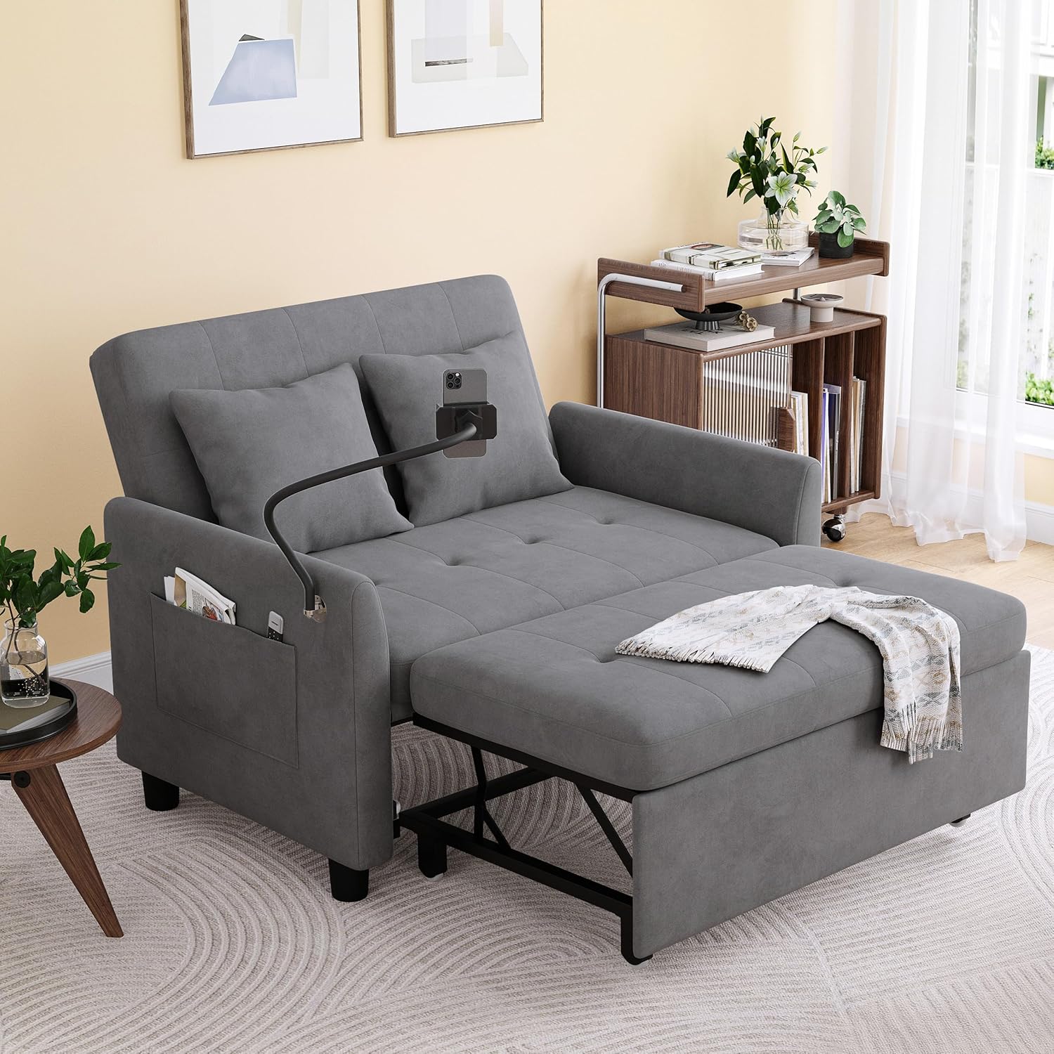 Sleeper Sofa Bed 3 in 1 Convertible Sleeper Couch Bed Pull Out Small Loveseat Sofa wourant