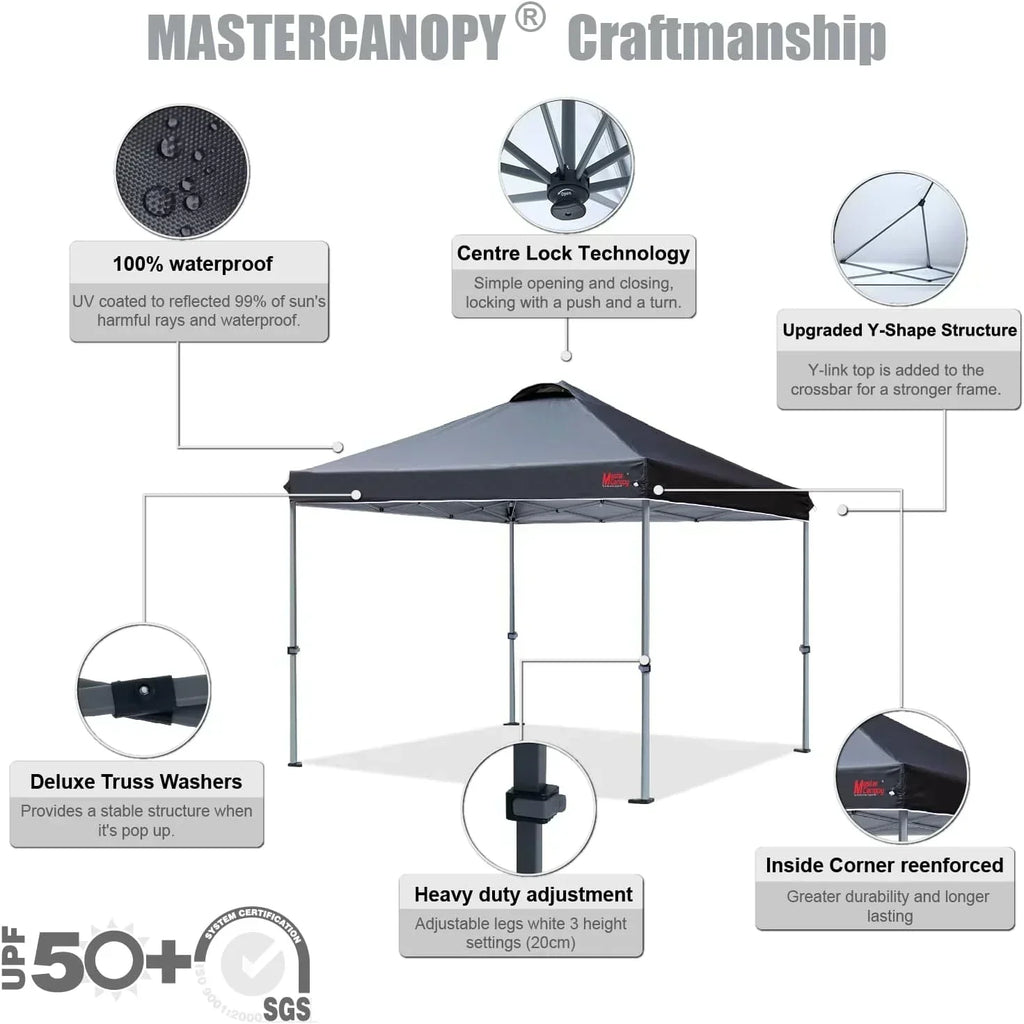 Durable Pop-up Canopy Tent with Roller Bag (10x10 Black) wourant