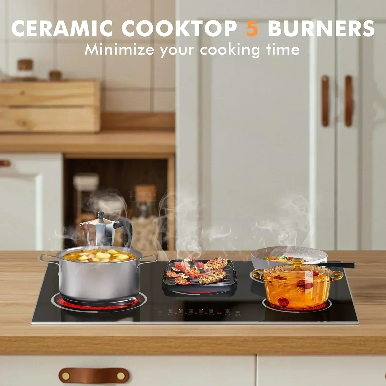 Electric Cooktop 30 Inch - 5 Burners Built-in Ceramic Cooktop 30" Electric Stove Top wourant