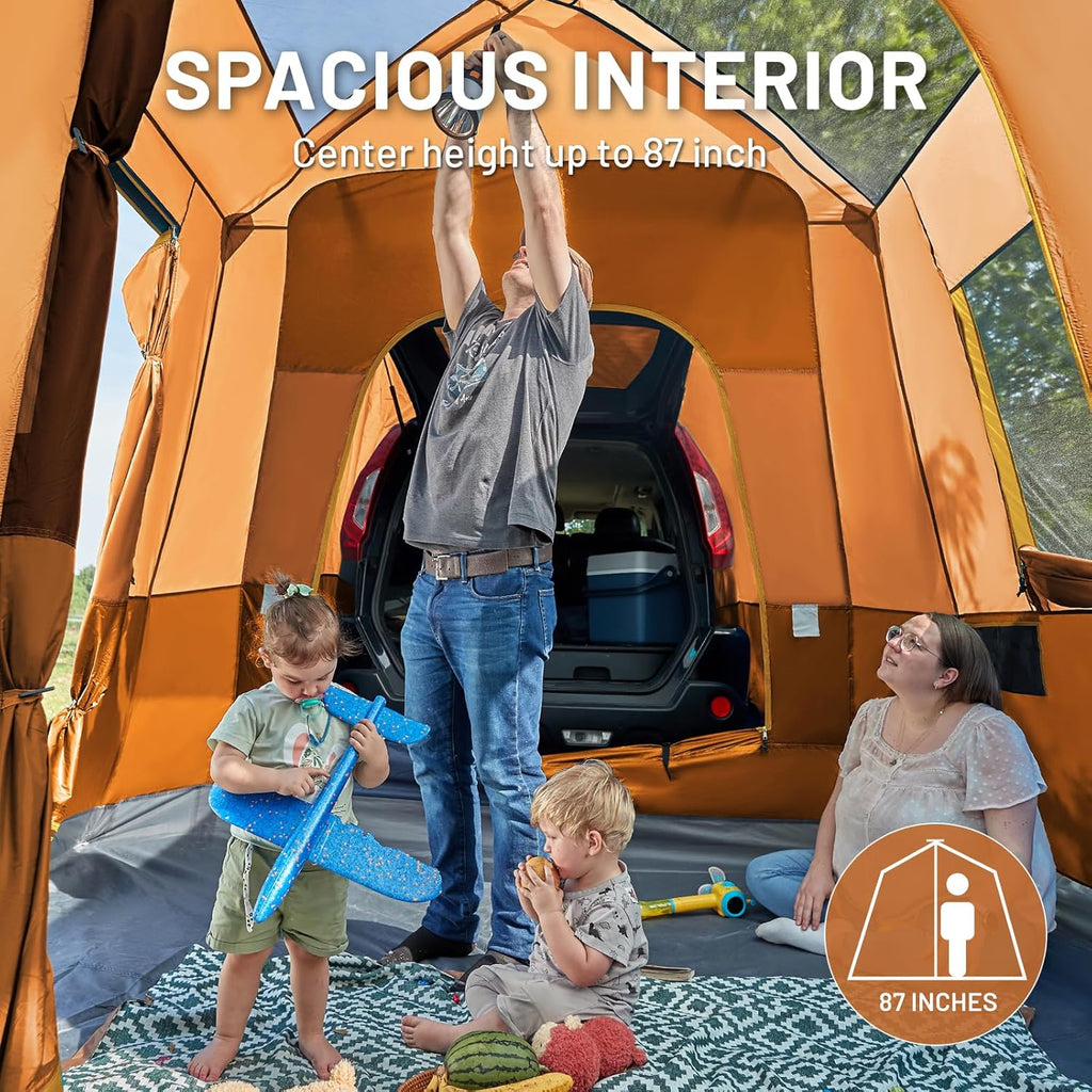 TIMBER RIDGE 5-9 Person SUV Tent with Screen Porch and Awning for Family Camping Weather Resistant wourant