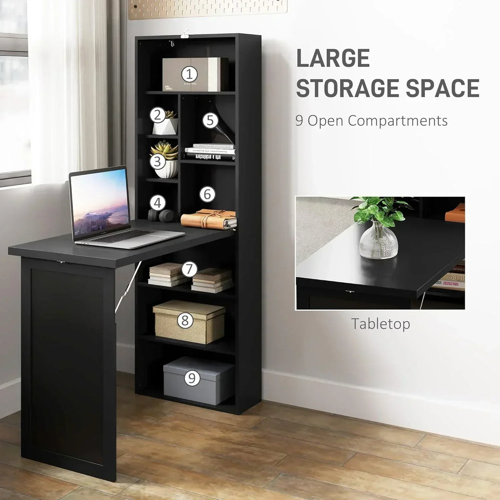 Folding convertible writing desk wall mounted desk cabinet multifunctional home workstation wourant