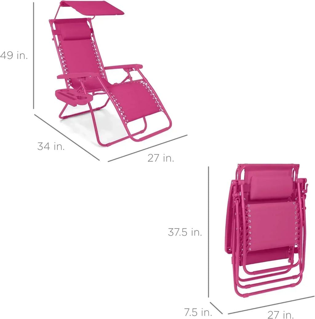 Best Choice Products Folding Zero Gravity Recliner Patio Lounge Chair Adjustable Canopy Shade wourant