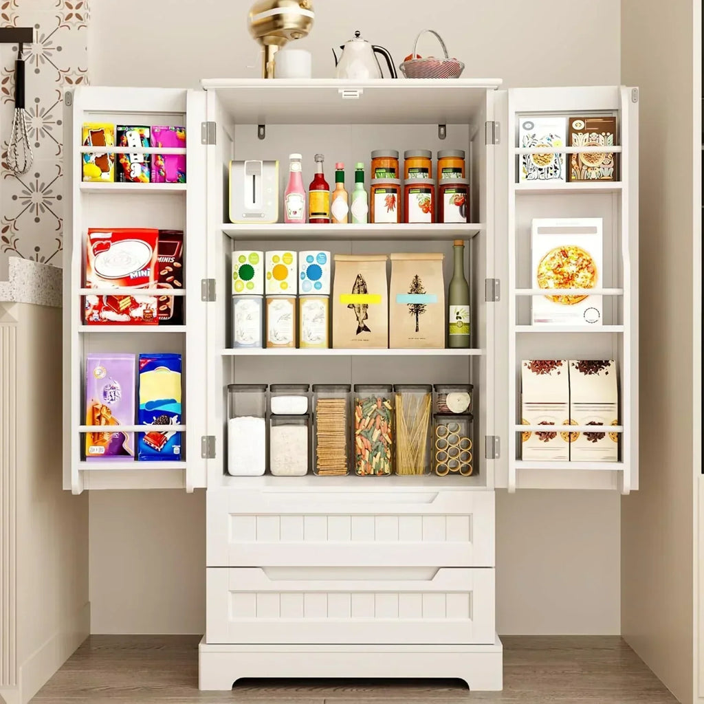 Gizoon Kitchen Pantry Cabinet with Drawers Freestanding Bathroom Storage Cabinet with Doors wourant