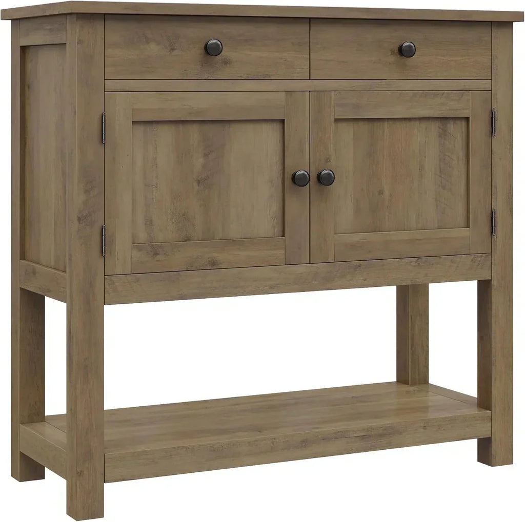 Farmhouse style console table coffee bar entry table with storage rack sofa table wourant