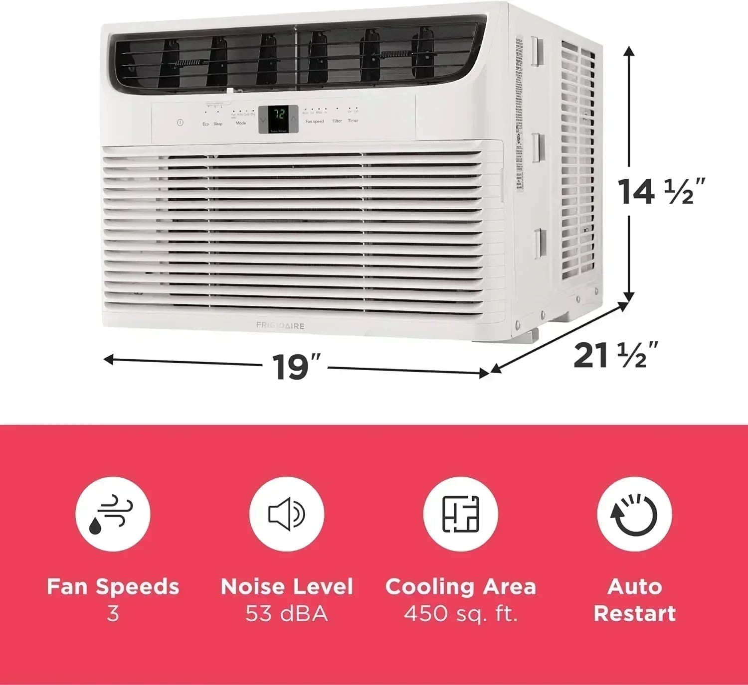 Frigidaire 5,000 BTU Window Air Conditioner Remote Control Cools Up to 150 Sq. Ft. Quiet Operation wourant