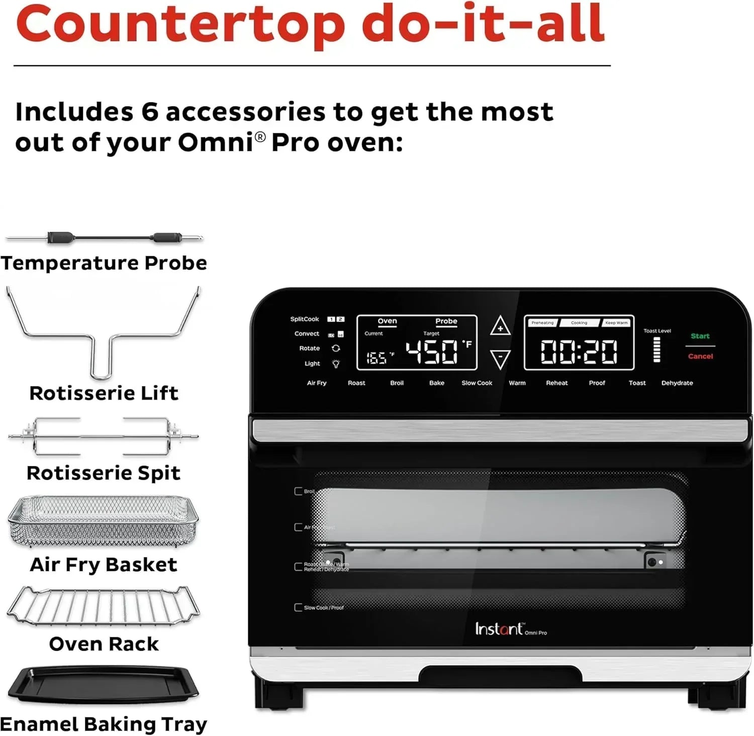 Instant Pot Omni Plus 19QT/18L Toaster Oven Air Fryer 10-in-1 Functions Fits 12" Pizza Crisp Broil wourant