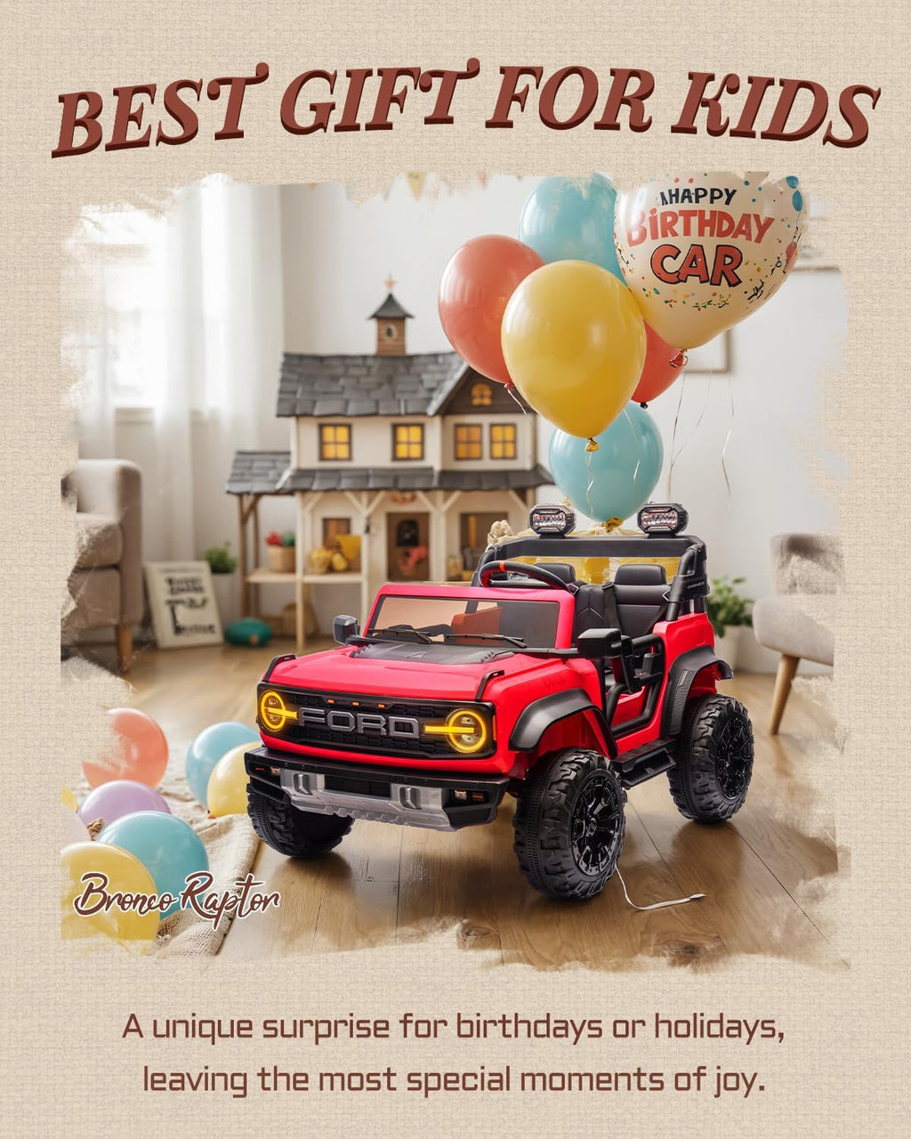 Kids Pink Ride-On Truck Battery Powered Electric Toy Car wourant