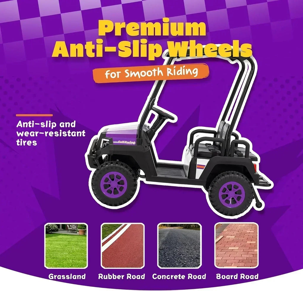 24V 7AH Children's Golf Cart with Remote Control Removable Awning 4-Wheel Spring Suspension wourant