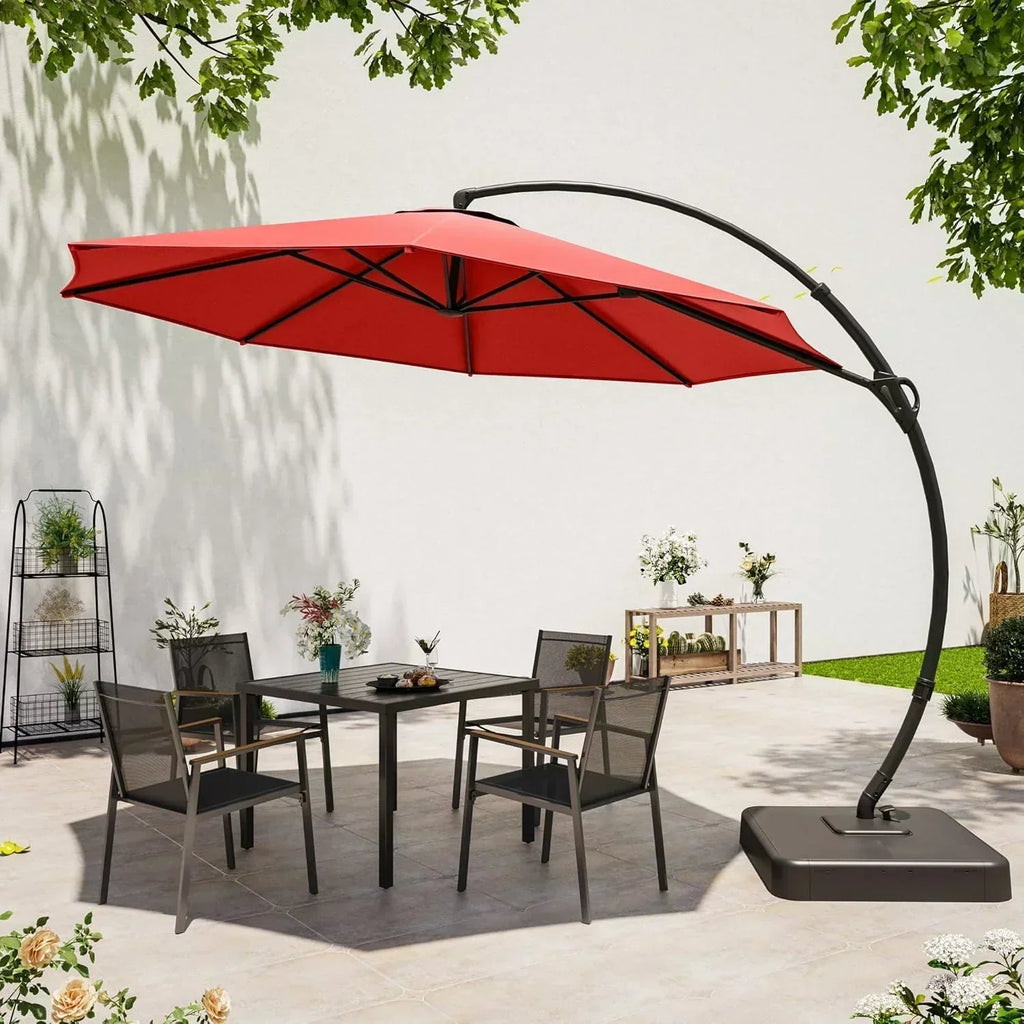 LAUSAINT HOME Outdoor Patio Umbrella with Base included 11 FT Deluxe Curvy Cantilever Umbrella wourant