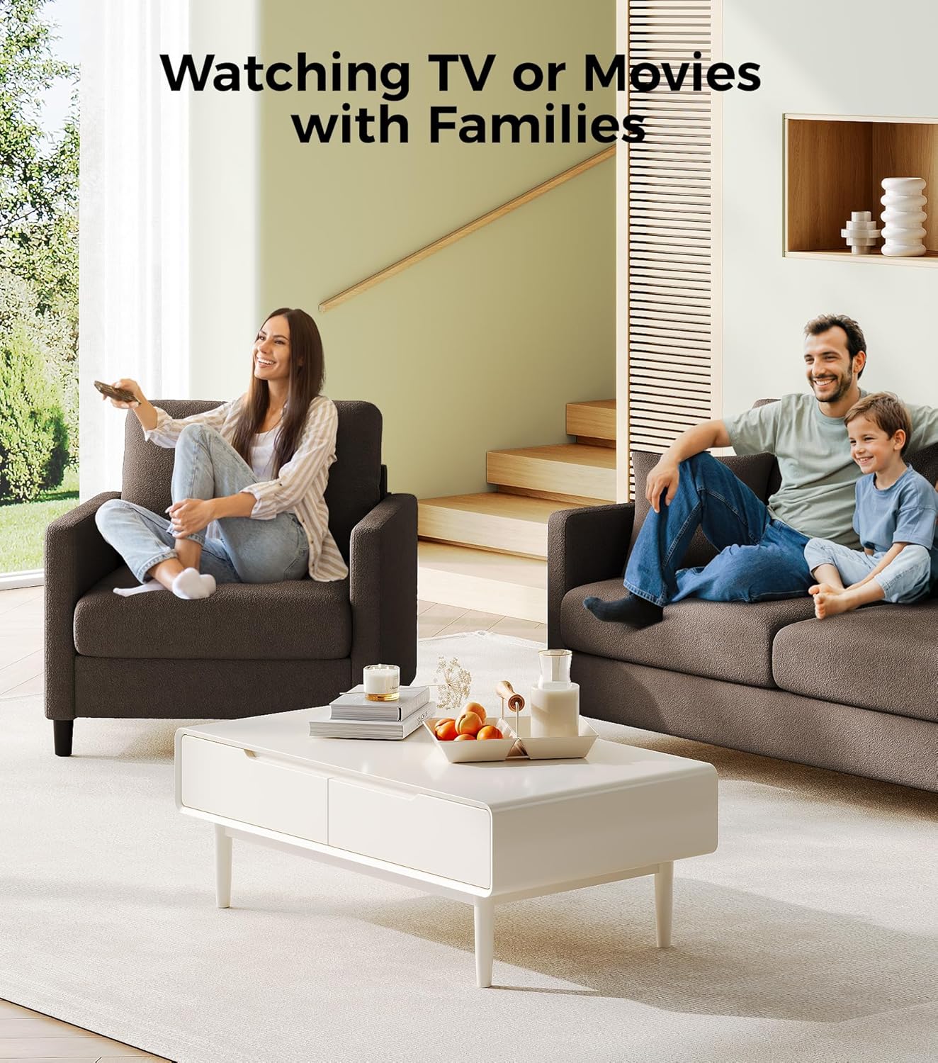Loveseat Sofa 51" Love Seat Comfy Corduroy Small Loveseat Tool-Free Setup Couch wourant