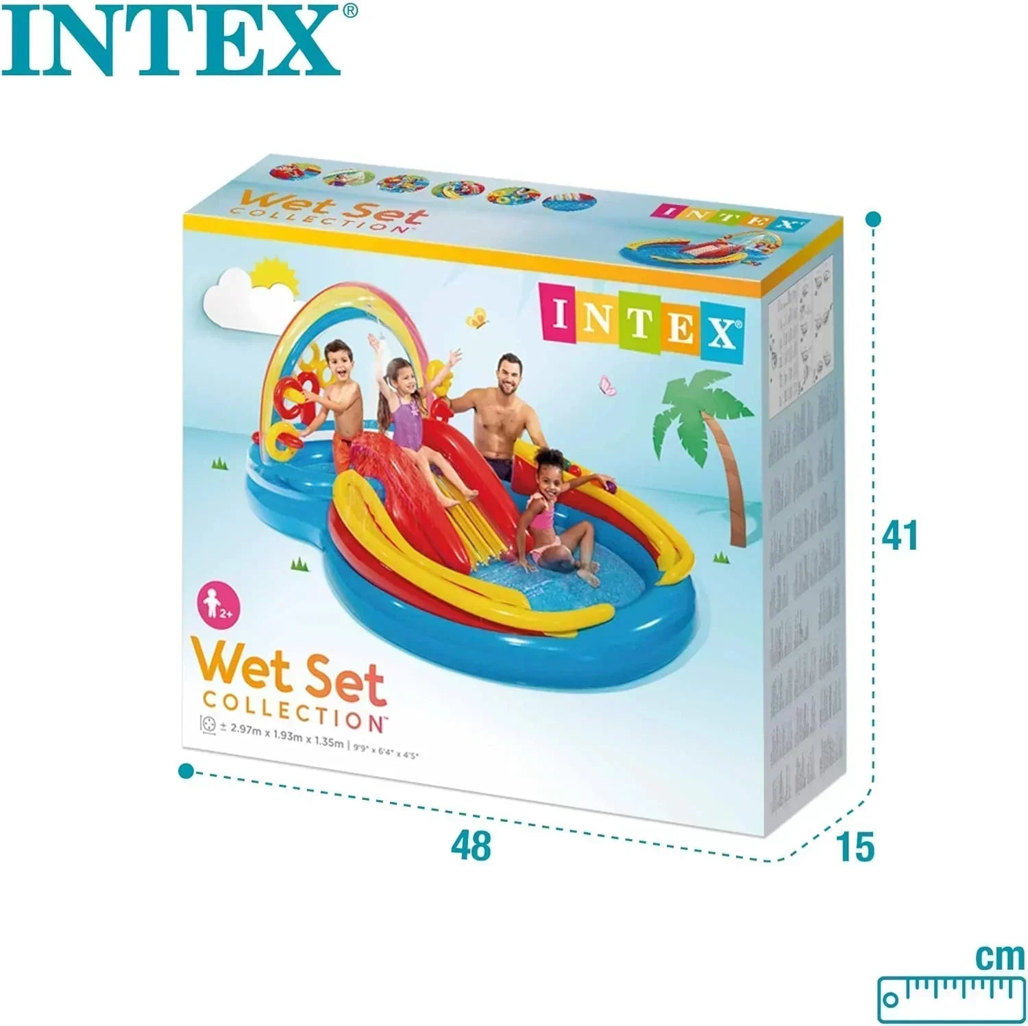 Intex 96" x 78" x 28" Inflatable Jungle Adventure Play Center Spray Kiddie Pool Water Slide wourant