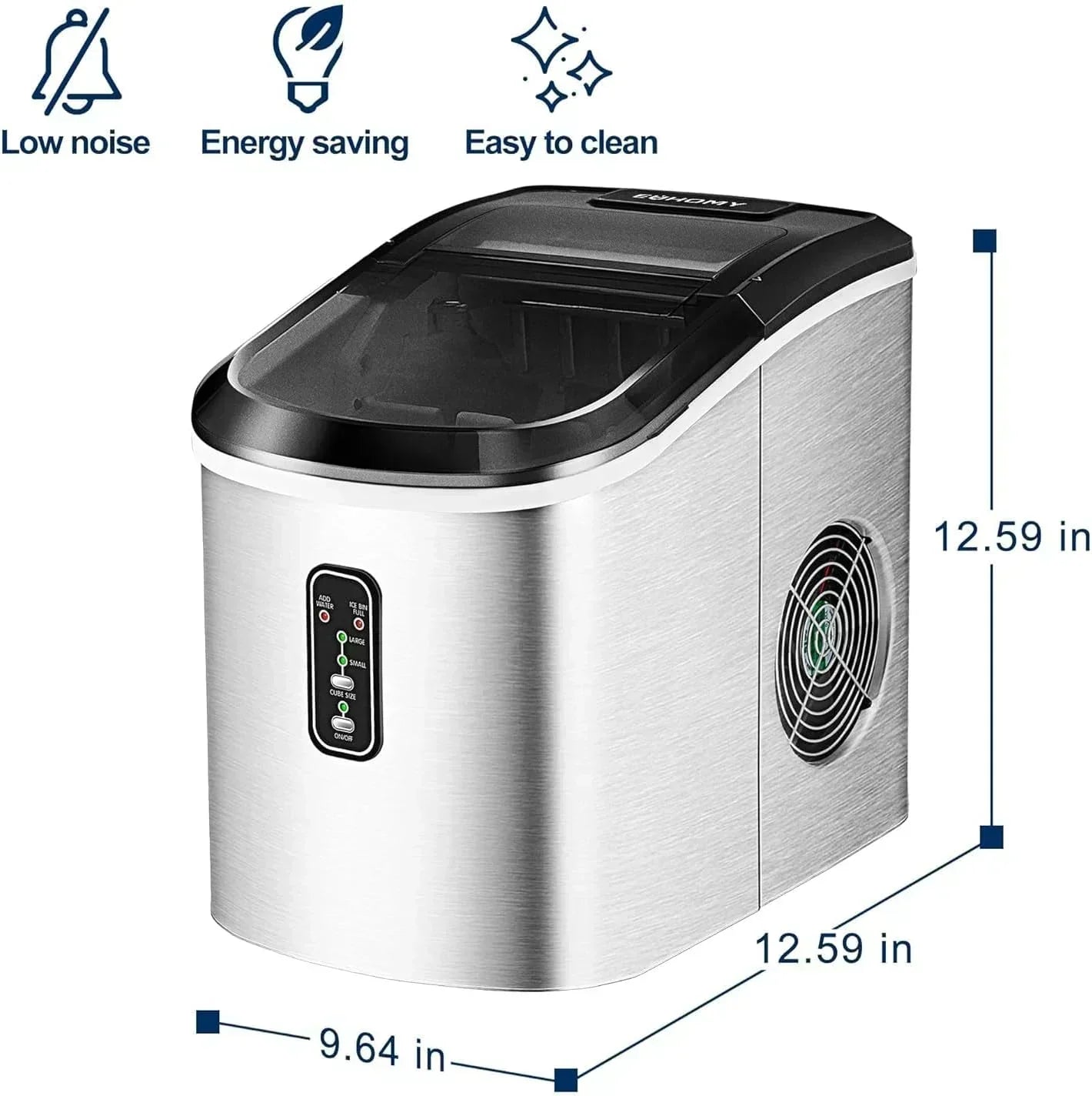 EUHOMY Nugget Ice Maker Countertop with Handle Ready 34lbs Per Day Removable Top Cover wourant