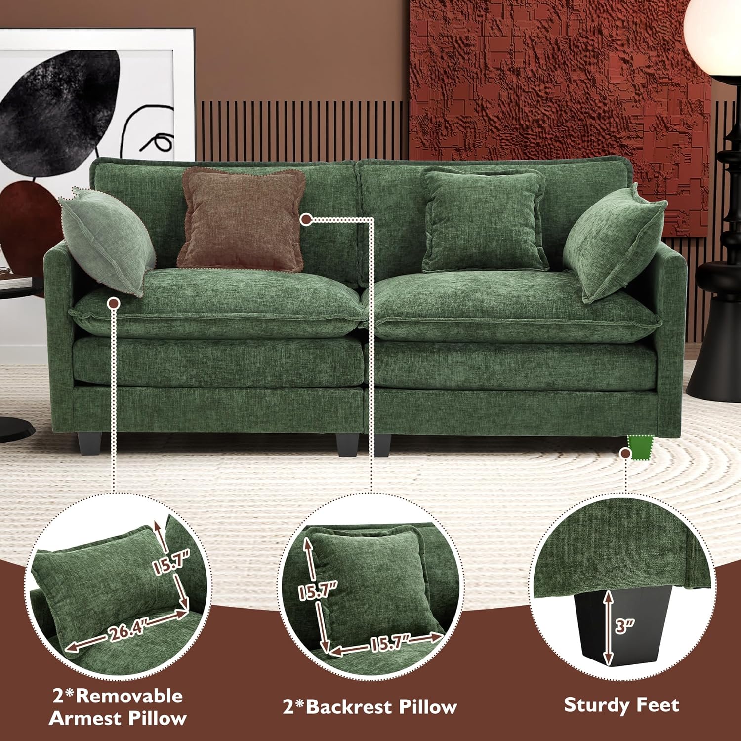 ihanherry 146-inch U-shaped modern sofa modular area cloud sofa wourant