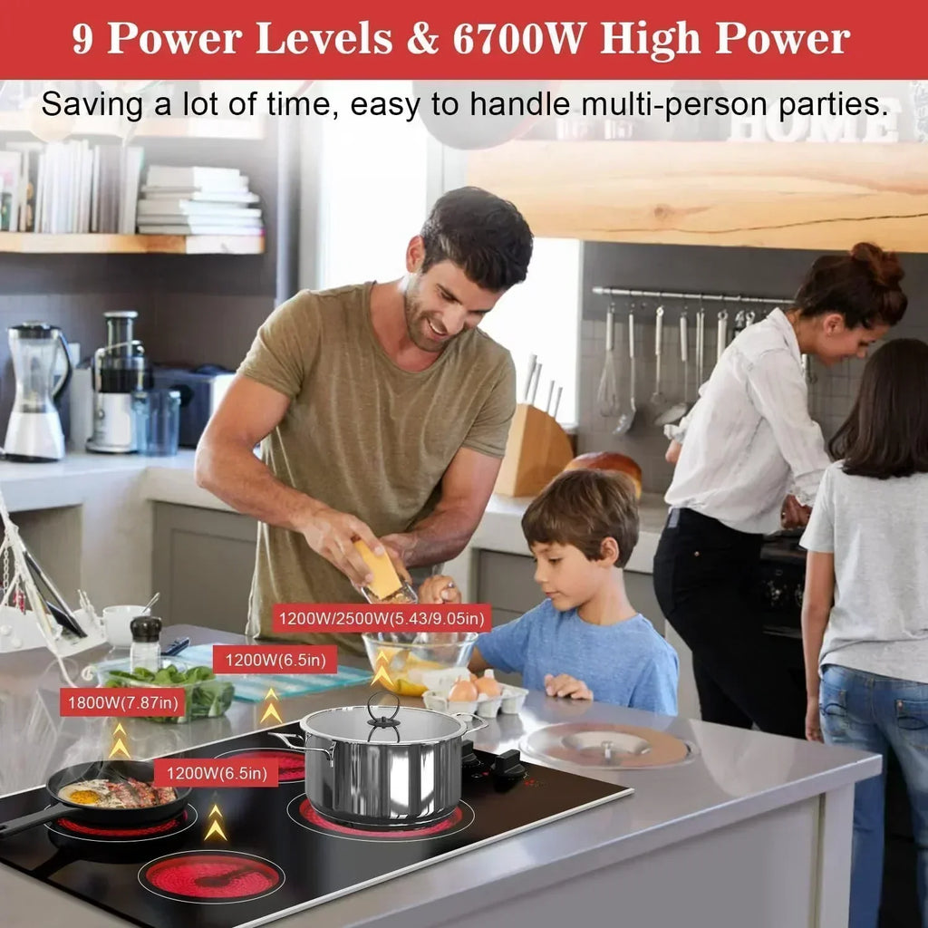 Karinear 30 Inch Electric Cooktop 4 Burners Built-in Ceramic Cooktop Radiant Electric Stove Top wourant