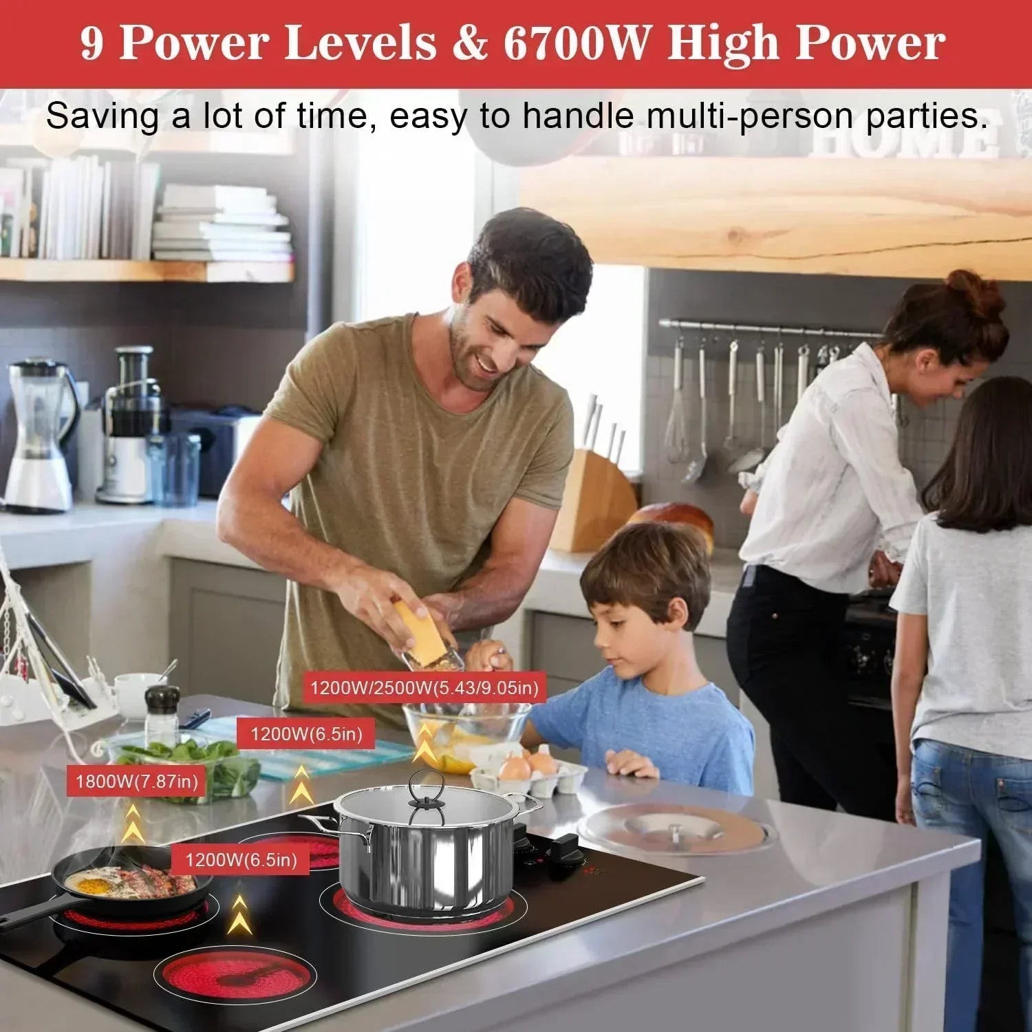 Karinear 30 Inch Electric Cooktop 4 Burners Built-in Ceramic Cooktop Radiant Electric Stove Top wourant