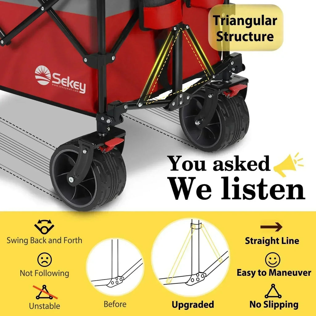 Sekey 48 Inch Long Foldable Extended Travel Cart 440 Lbs Folding Multi-Purpose Garden Cart wourant