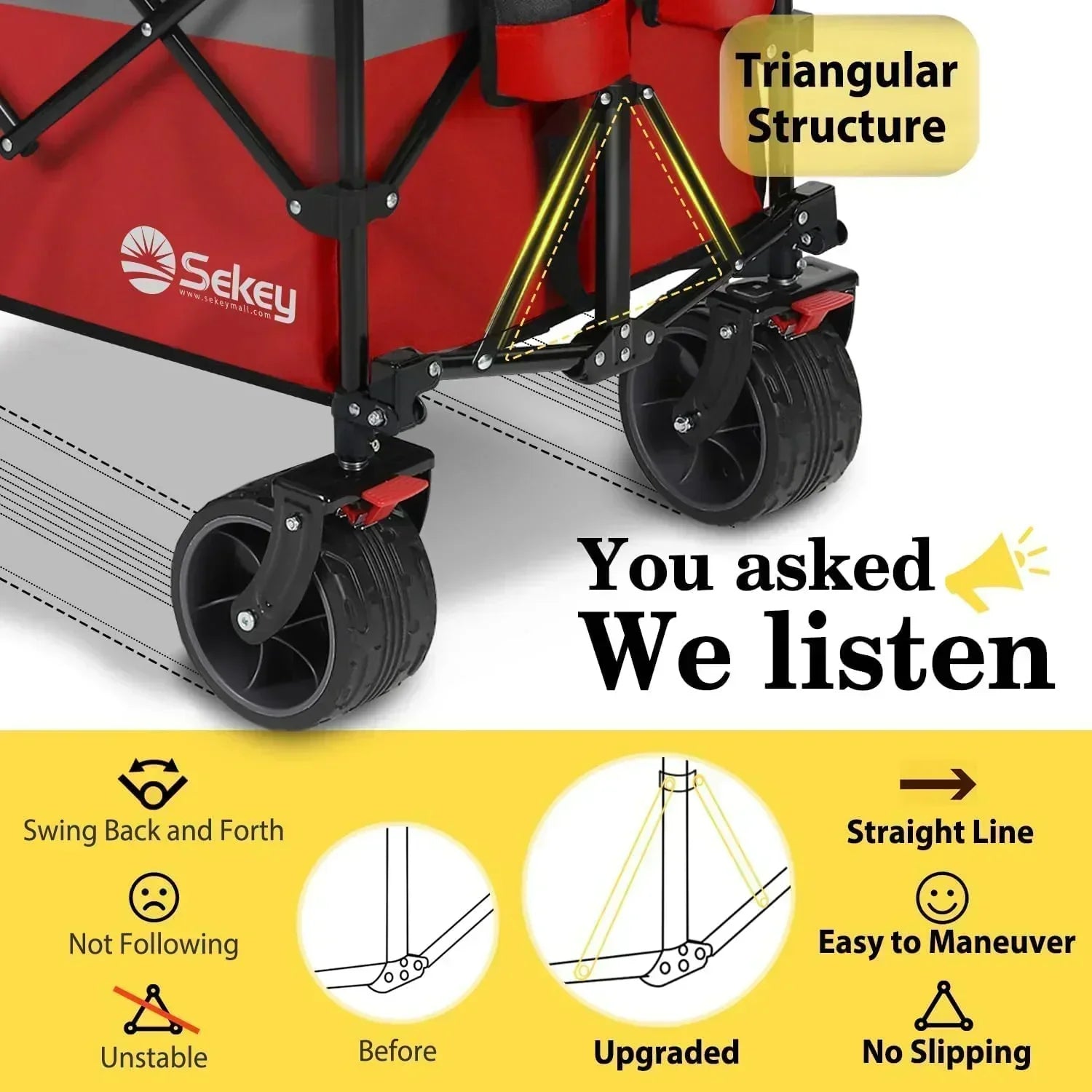 Sekey 48 Inch Long Foldable Extended Travel Cart 440 Lbs Folding Multi-Purpose Garden Cart wourant
