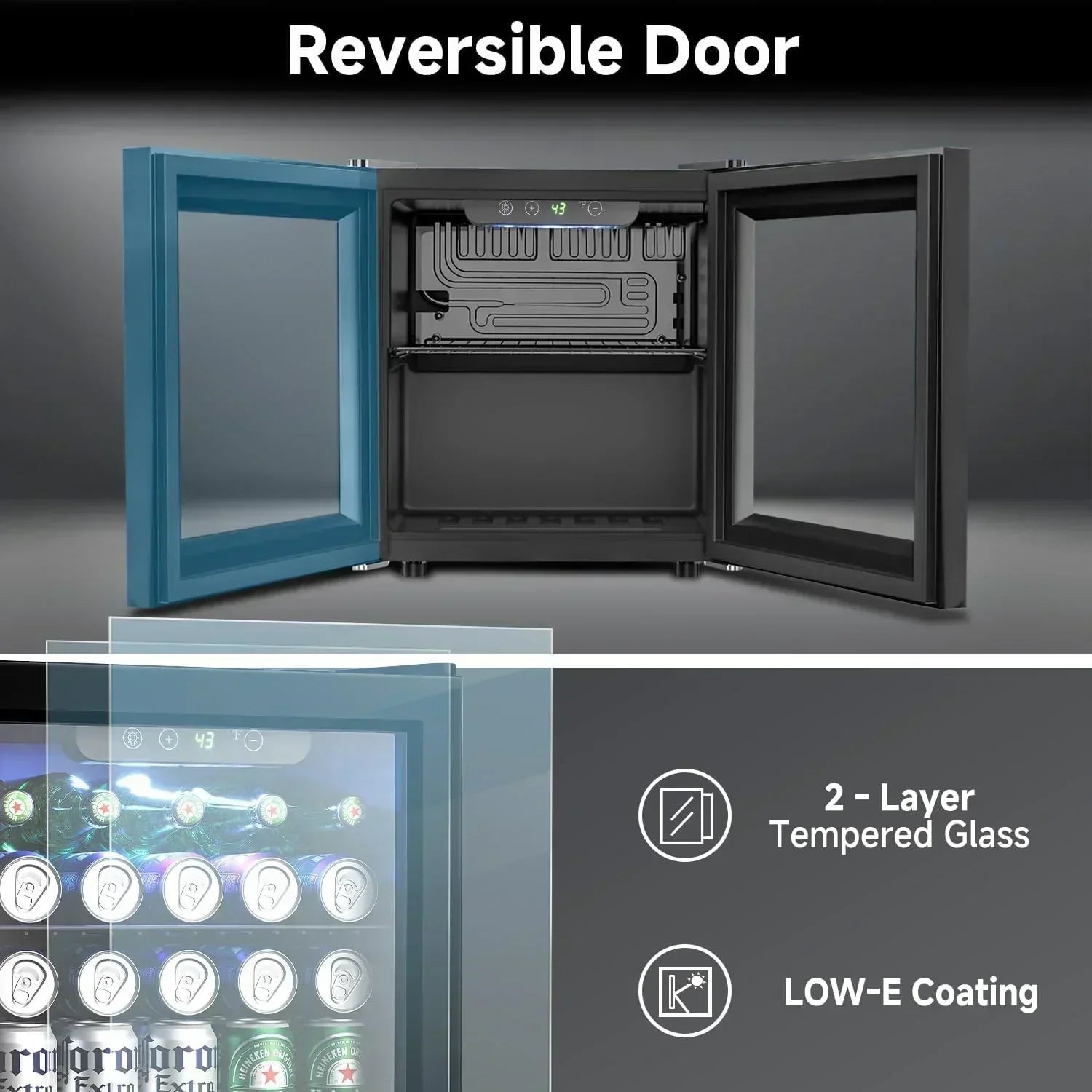 Beverage Refrigerator Cooler 126 Can Mini Fridge Glass Door for Drinks Soda Beer Wine Refrigerator wourant
