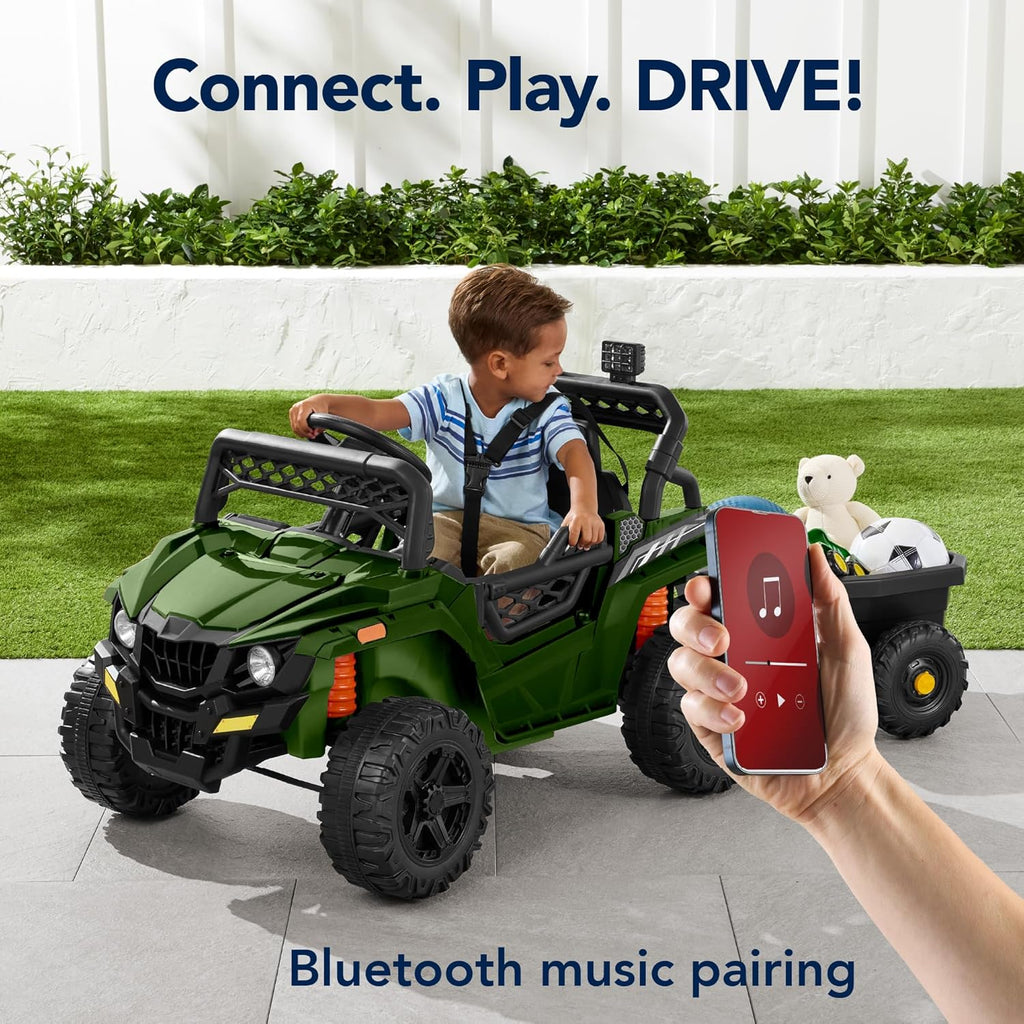 Children's black UTV electric children's car wourant