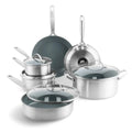 Stainless Steel Healthy Ceramic Nonstick 10 Piece Cookware Pots and Pans Set wourant