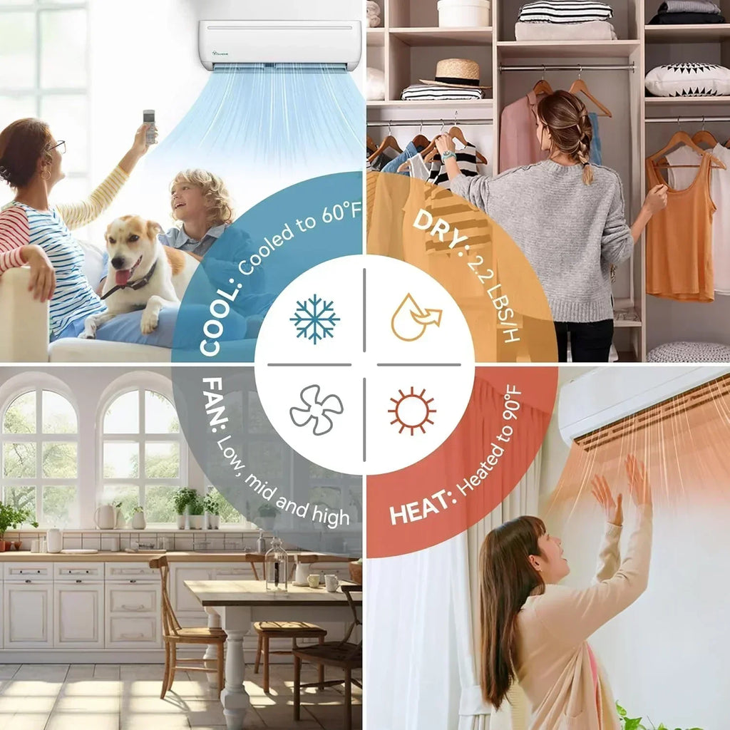 12000 BTU Mini Split Air Conditioner Heat Pump System Wifi Enabled 20 SEER2 115V Inverter Ductless wourant