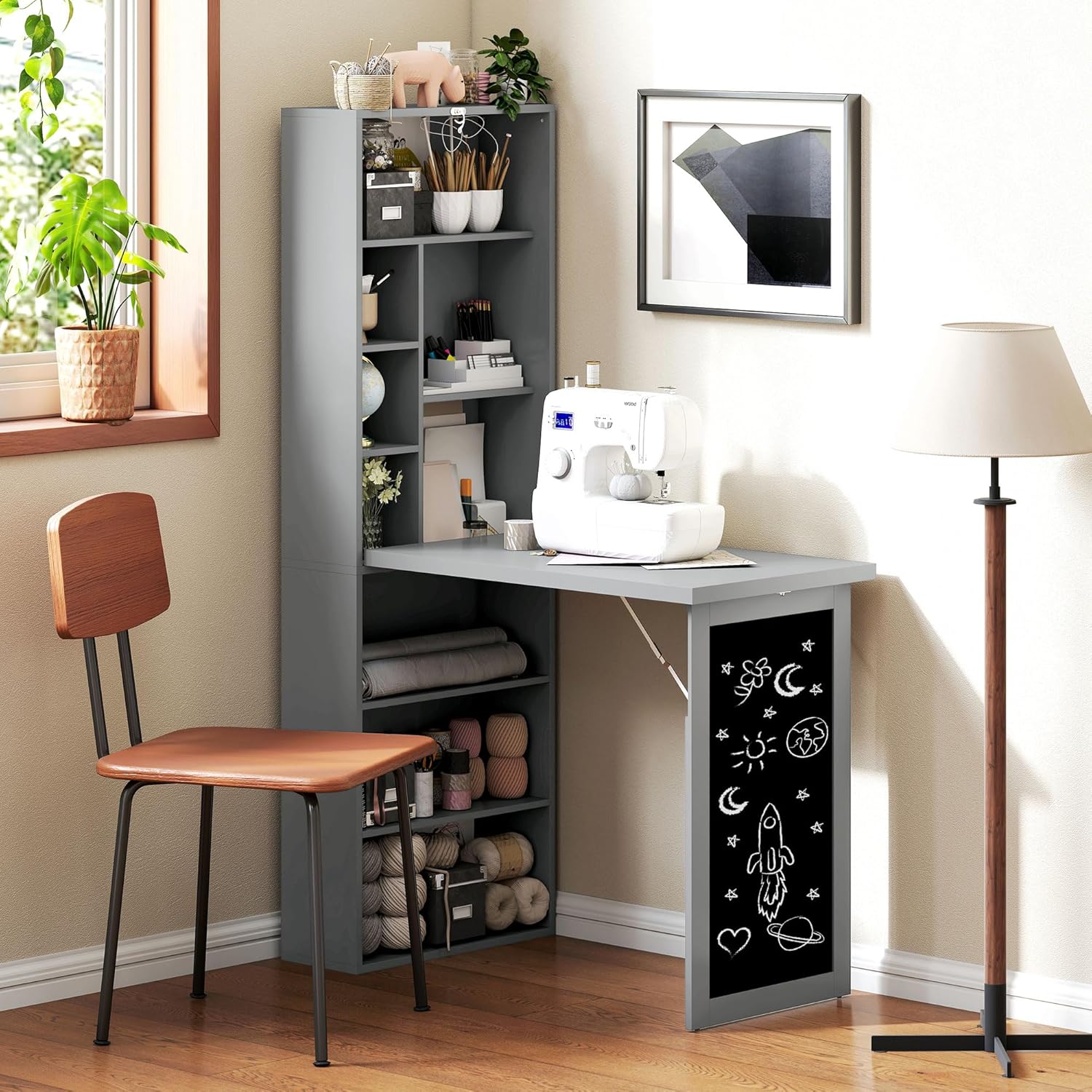 Folding convertible writing desk wall mounted desk cabinet multifunctional home workstation wourant