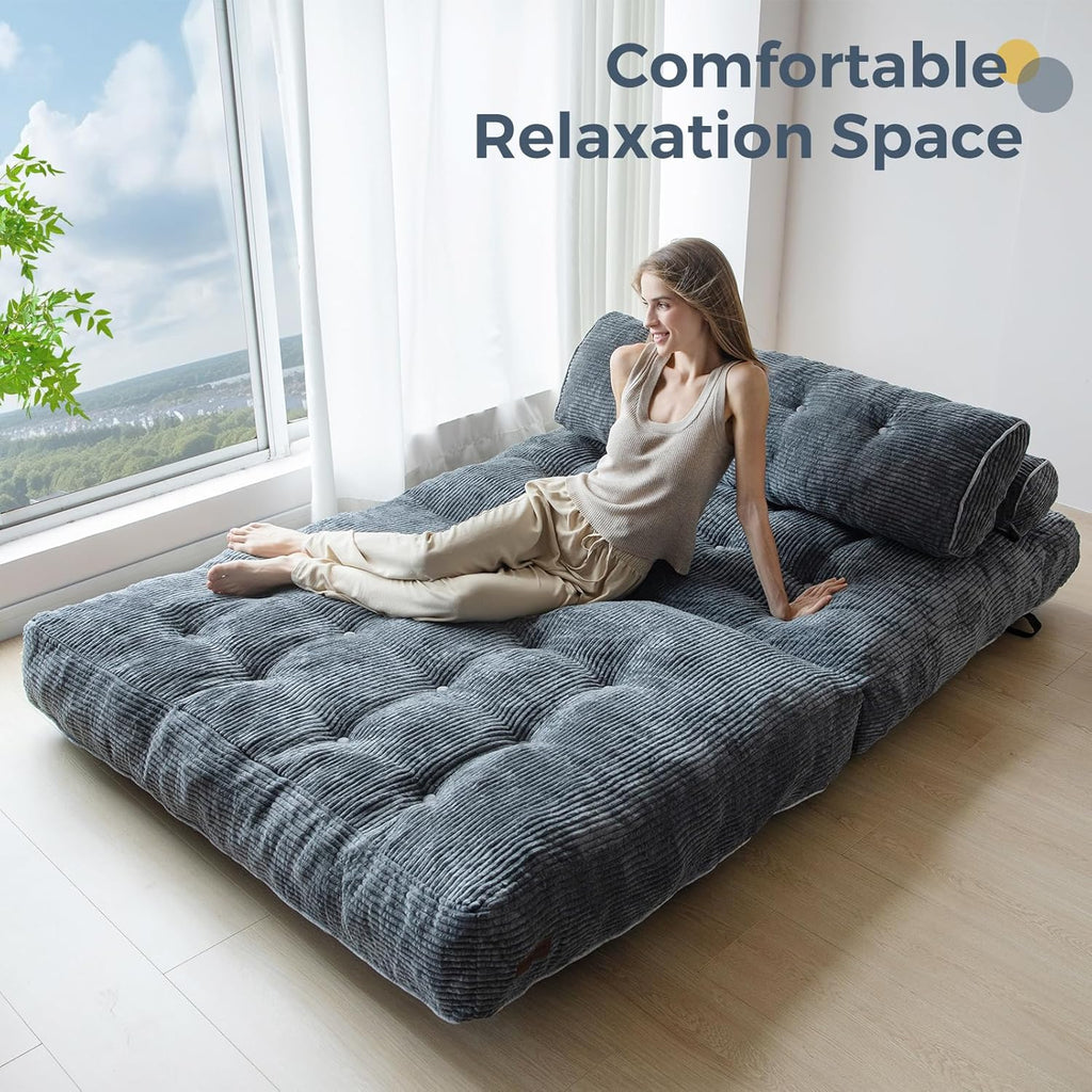 MAXYOYO Folding Sofa Bed Convertible Sleeper Chair with Pillow Foldable Mattress with Back Support wourant