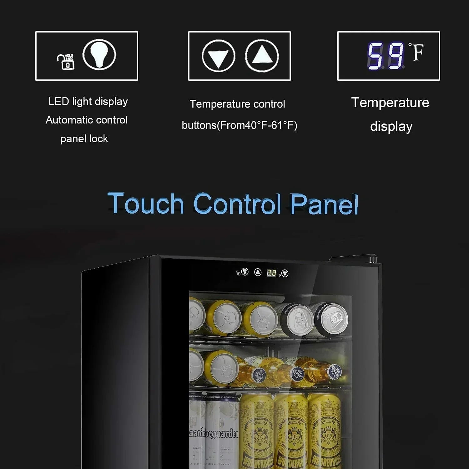Antarctic Star Beverage Refrigerator Cooler 68 Can Mini Fridge with Glass Door for Beer Drinks Wine wourant