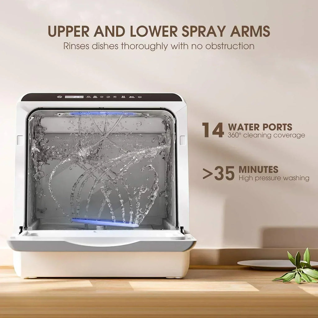 NOVETE portable tabletop dishwasher compact dishwasher with 5-liter built-in water tank wourant