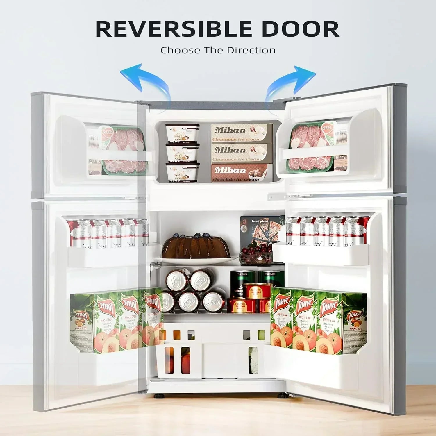 Antarctic Star 3.2 Cu.Ft Mini Refrigerator with Freezer Double Door Fridge Compact Refrigerator wourant