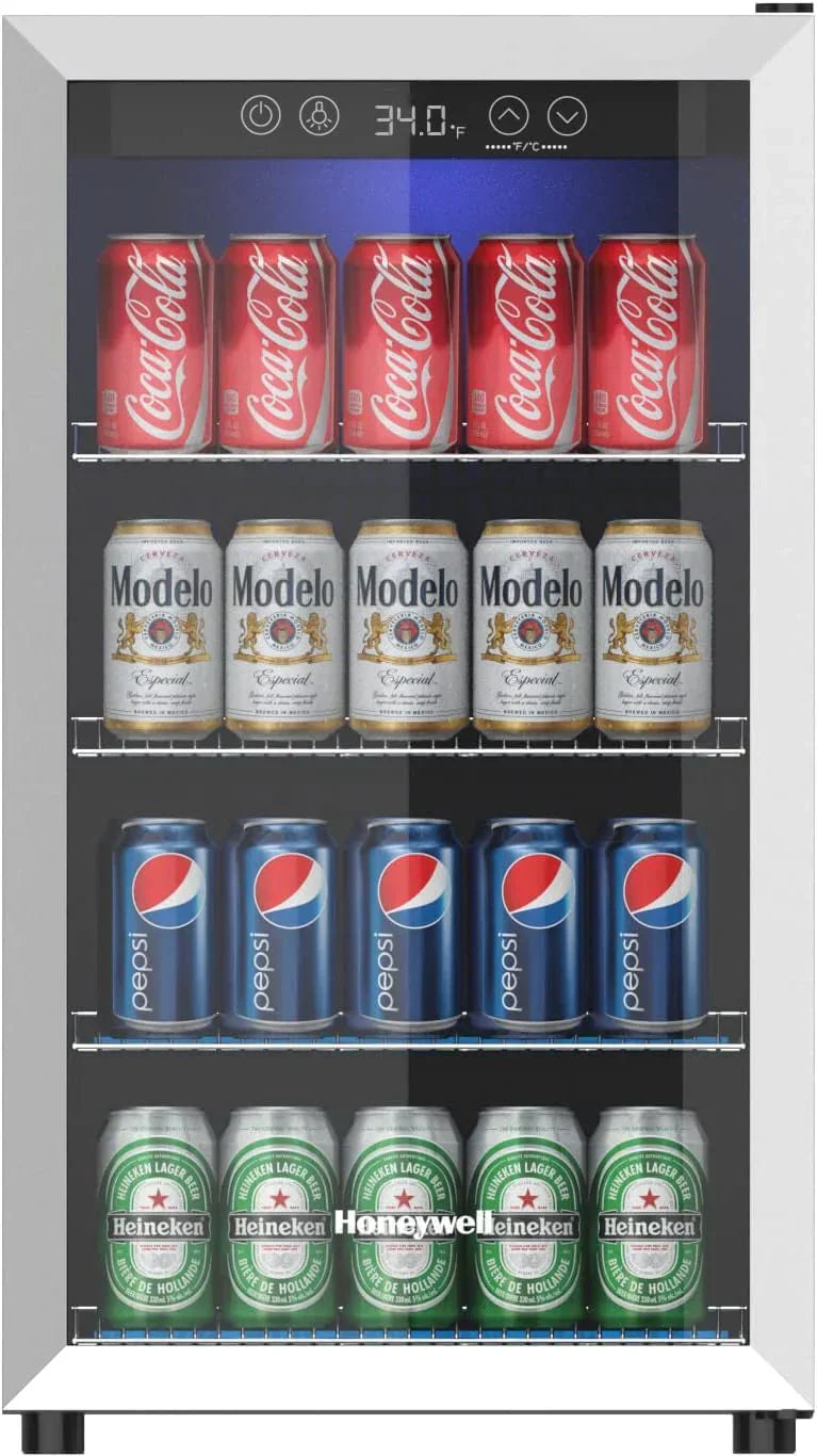 Honeywell Beverage Refrigerator and Cooler 115 Can Mini Fridge with Glass Door for Soda Beer wourant