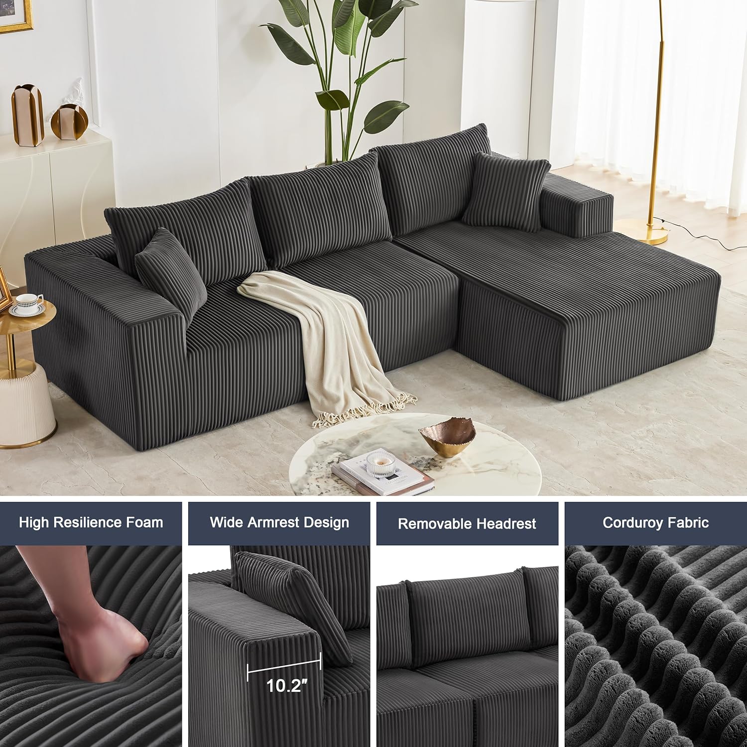 108 inch sectional sofa cloud sectional sofa with deep seat modern sectional L shaped sofa wourant